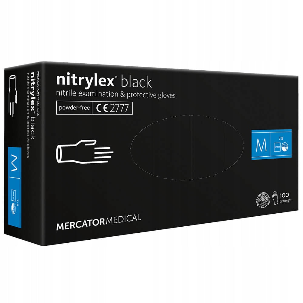 Rękawiczki Nitrylowe Mercator NITRYLEX BLACK Czarne Rękawice 100 sztuk M