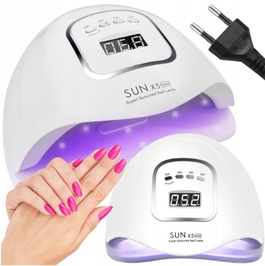 LAMPA DO PAZNOKCI UV LED DO HYBRYD ŻELI MOCNA HYBRYDY SUN X5 MAX LCD 120W