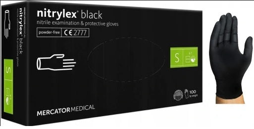 Rękawiczki NITRYLOWE Mercator Medical Nitrylex Black r. S czarne 100 sztuk