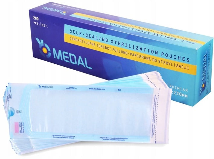 Torebki do sterylizacji papierowo-foliowe Medal 7 x 23 cm – 200 szt.