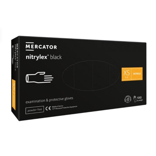 Rękawiczki NITRYLOWE Mercator Medical Nitrylex Black r. XS czarne 100 sztuk