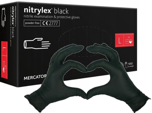 Rękawiczki Nitrylowe Mercator NITRYLEX BLACK Czarne Rękawice 100 sztuk L