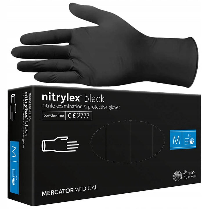Rękawiczki Nitrylowe Mercator NITRYLEX BLACK Czarne Rękawice 100 sztuk M