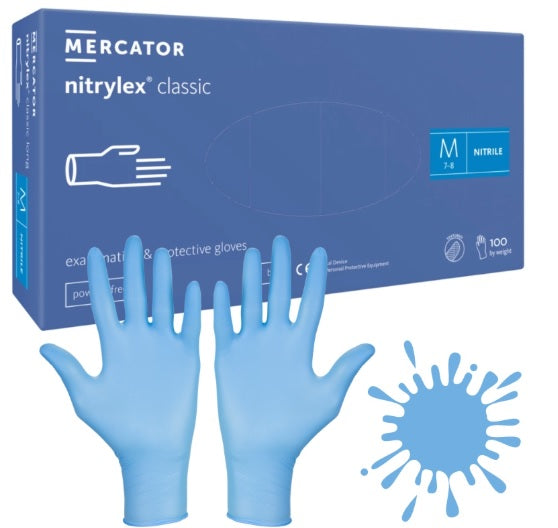 RĘKAWICE RĘKAWICZKI NITRYLOWE NITRYLEX CLASSIC BLUE 100 SZT roz. M
