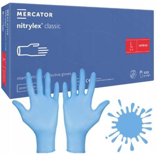 RĘKAWICE RĘKAWICZKI NITRYLOWE NITRYLEX CLASSIC BLUE 100 SZT roz. L