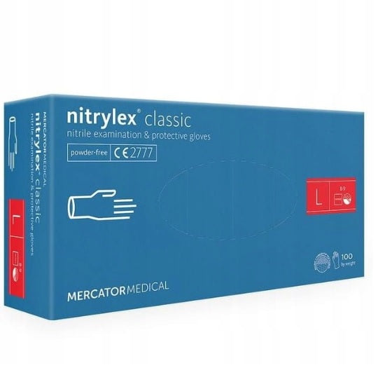 RĘKAWICE RĘKAWICZKI NITRYLOWE NITRYLEX CLASSIC BLUE 100 SZT roz. L