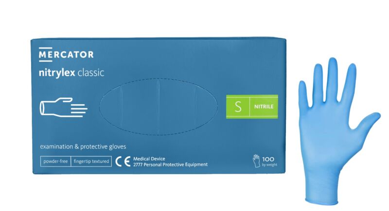 RĘKAWICE RĘKAWICZKI NITRYLOWE NITRYLEX CLASSIC BLUE 100 SZT roz. S