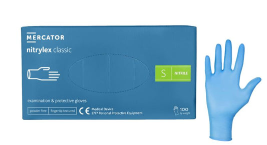 RĘKAWICE RĘKAWICZKI NITRYLOWE NITRYLEX CLASSIC BLUE 100 SZT roz. S