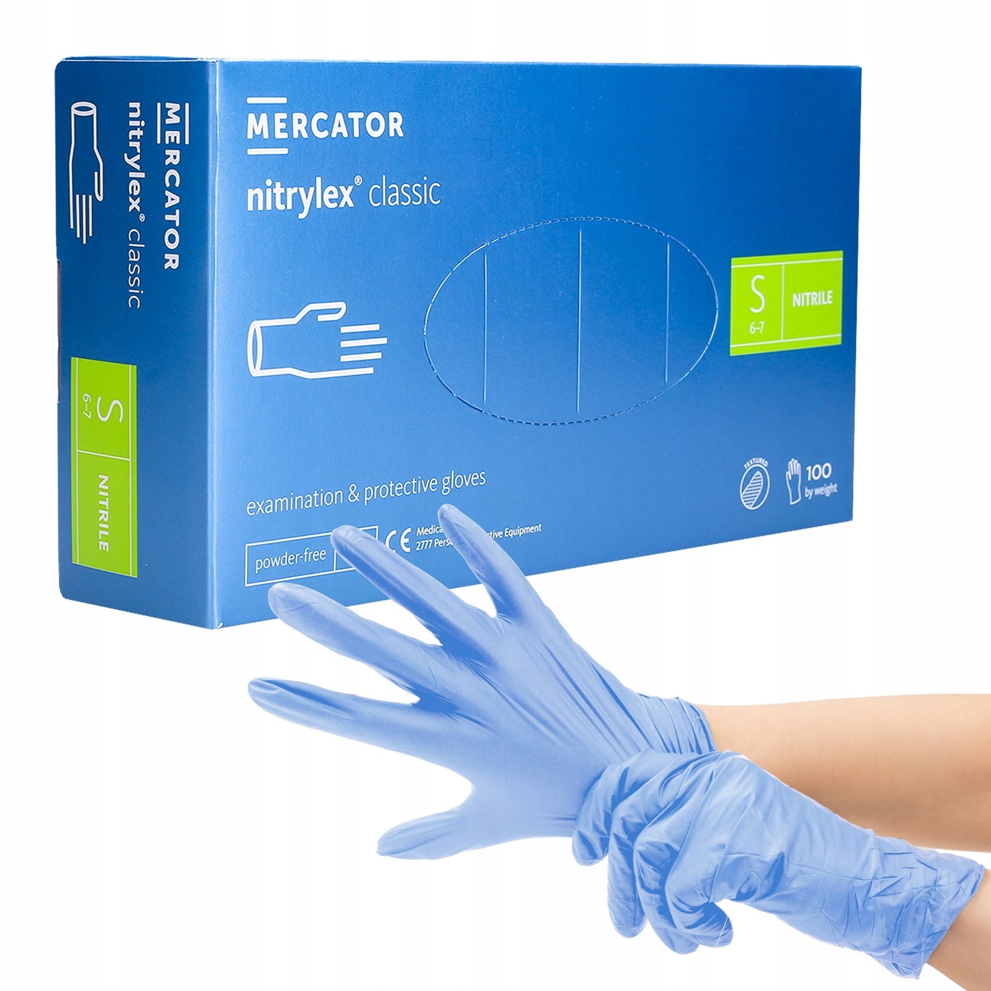 RĘKAWICE RĘKAWICZKI NITRYLOWE NITRYLEX CLASSIC BLUE 100 SZT roz. S