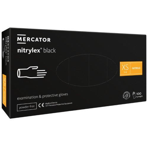 Rękawiczki NITRYLOWE Mercator Medical Nitrylex Black r. XS czarne 100 sztuk